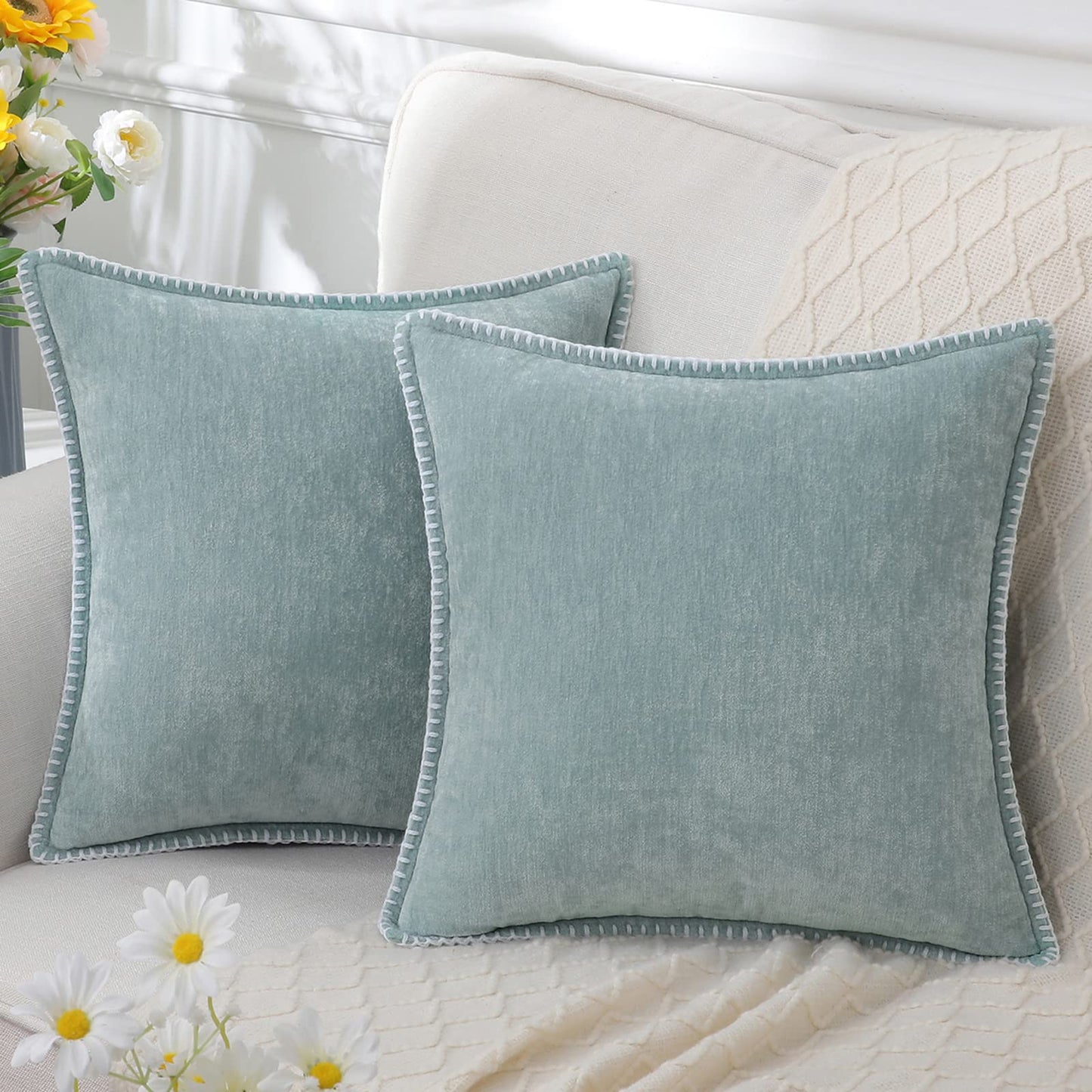 Audrey – Housse de coussin en chenille pour accents déco luxueux