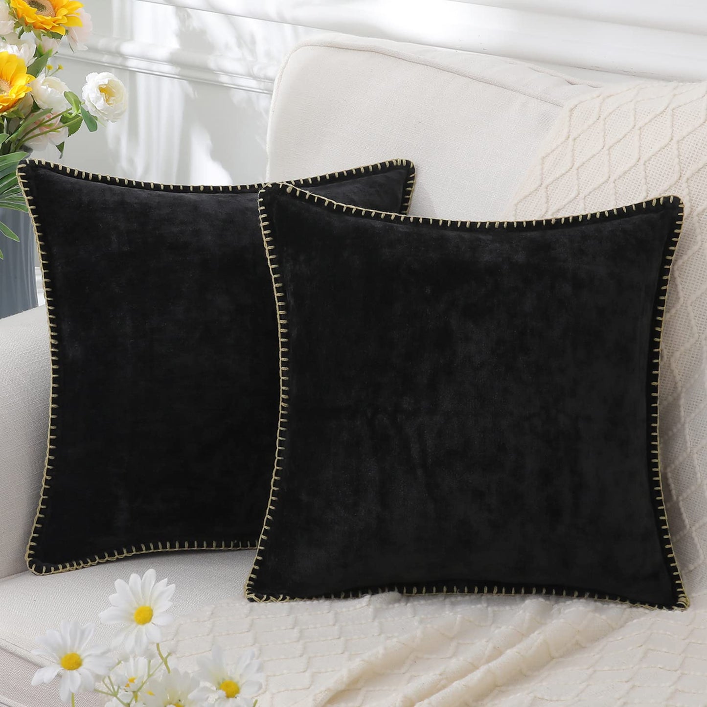 Audrey – Housse de coussin en chenille pour accents déco luxueux