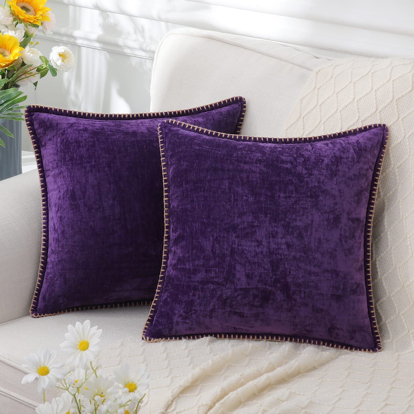 Audrey – Housse de coussin en chenille pour accents déco luxueux
