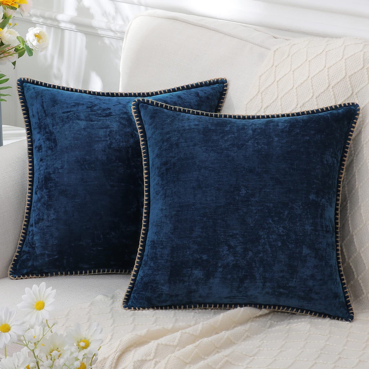 Audrey – Housse de coussin en chenille pour accents déco luxueux