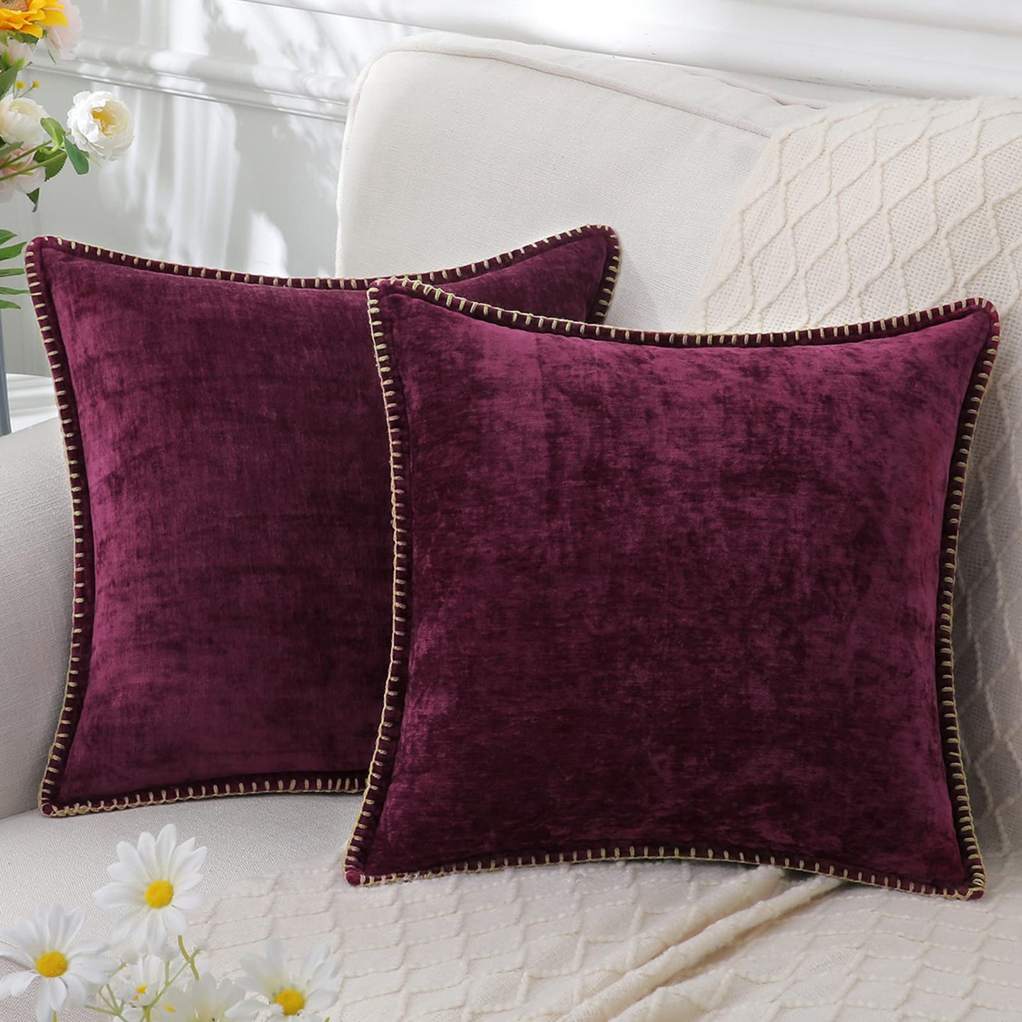 Audrey – Housse de coussin en chenille pour accents déco luxueux