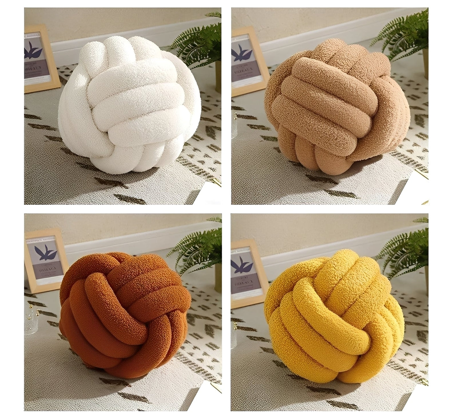 Junji – Coussin Noué Sphérique Nordique en Laine d'Agneau