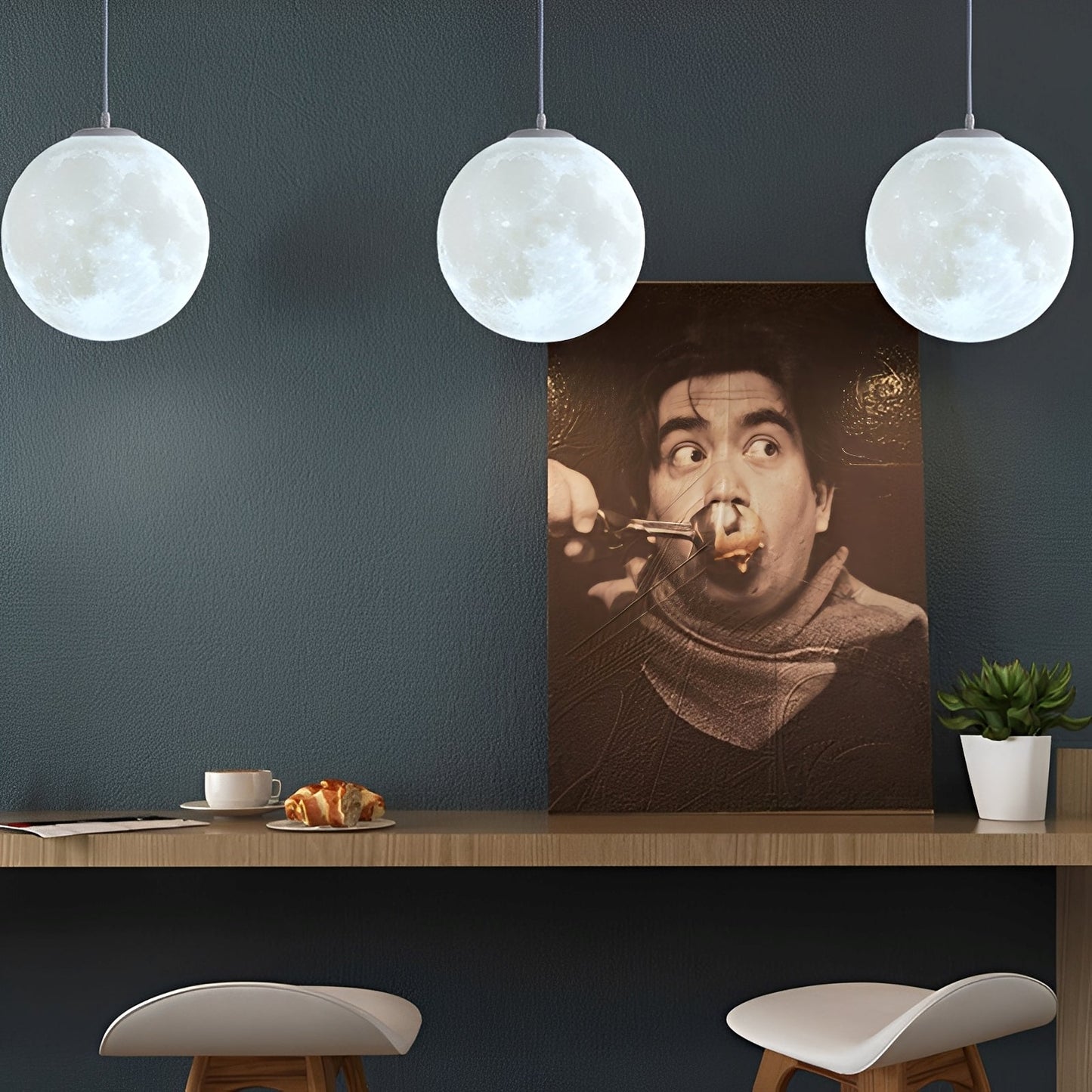Luna – Lustre Lunaire 3D en Style Moderne Minimaliste