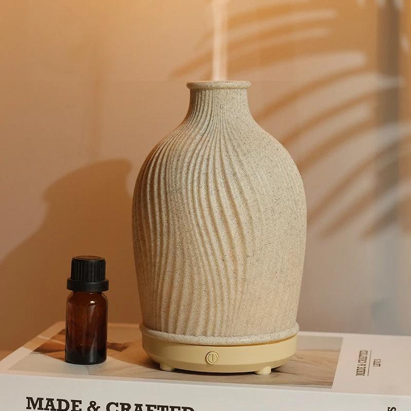 Diffuseur Bohème – Humidificateur ultrasonique en forme de vase au style boho en polyresine