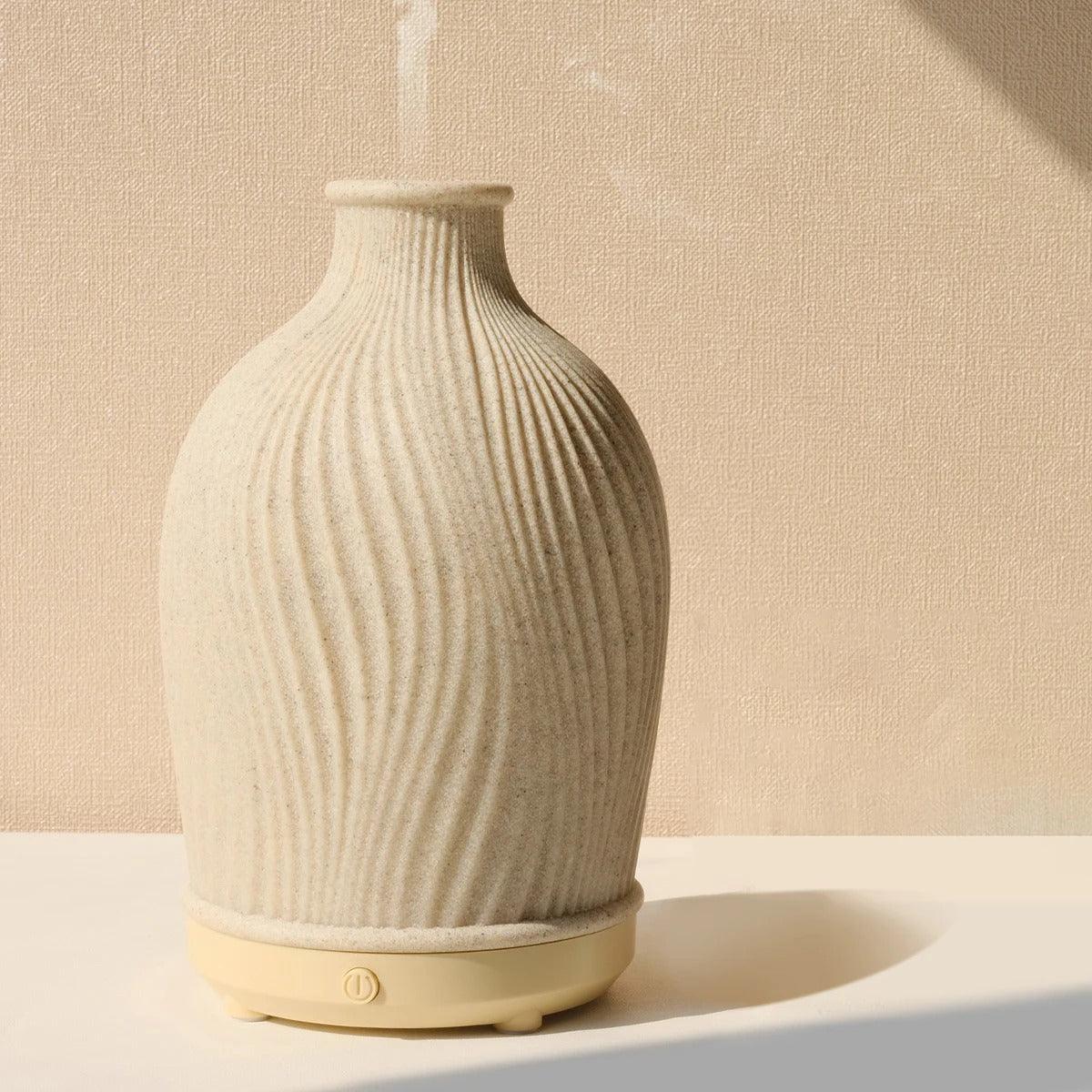 Diffuseur Bohème – Humidificateur ultrasonique en forme de vase au style boho en polyresine