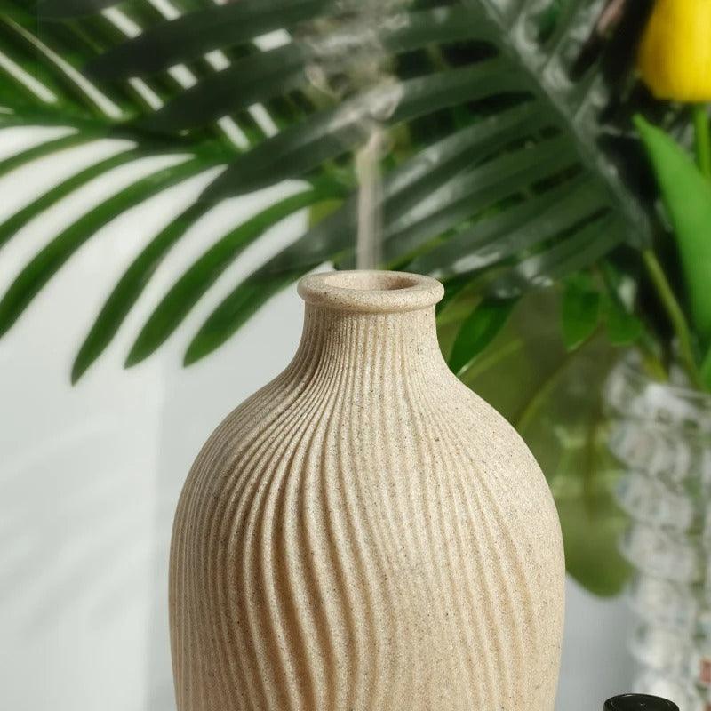 Diffuseur Bohème – Humidificateur ultrasonique en forme de vase au style boho en polyresine