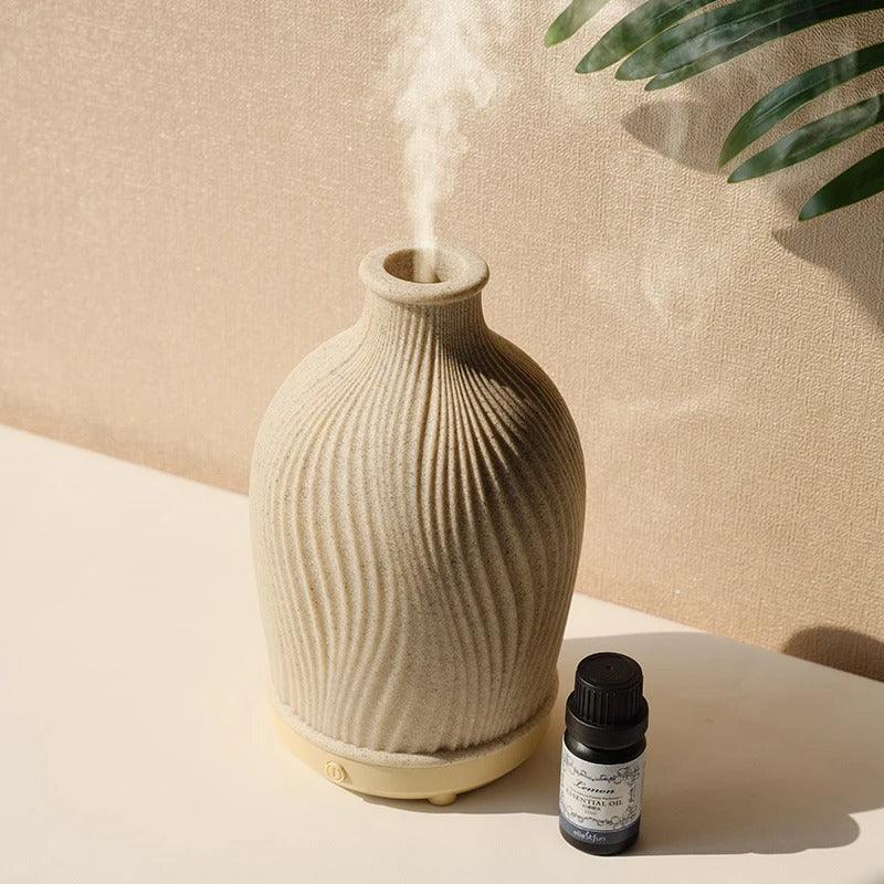 Diffuseur Bohème – Humidificateur ultrasonique en forme de vase au style boho en polyresine