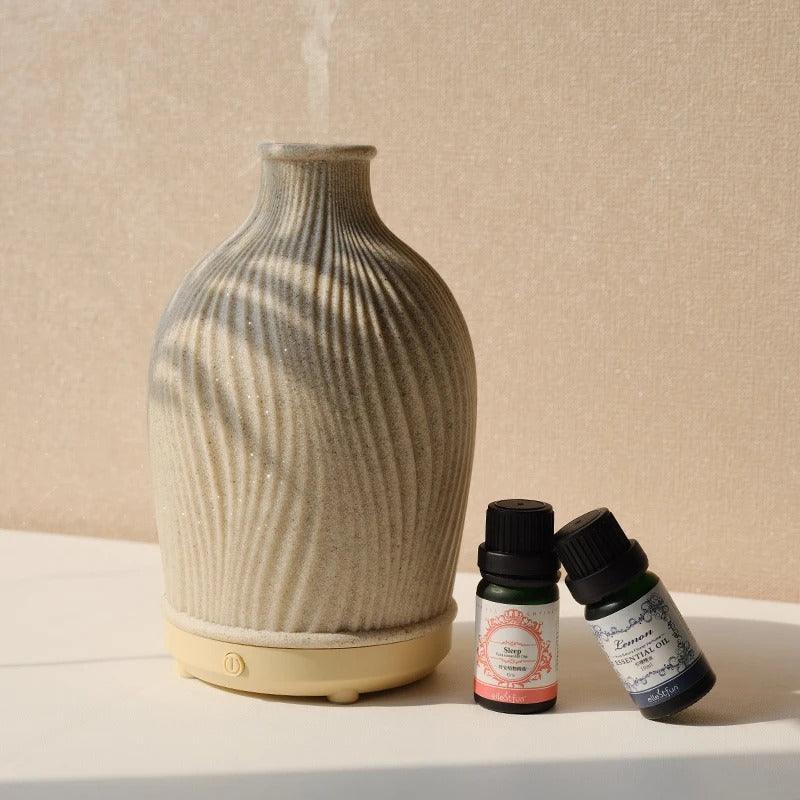 Diffuseur Bohème – Humidificateur ultrasonique en forme de vase au style boho en polyresine