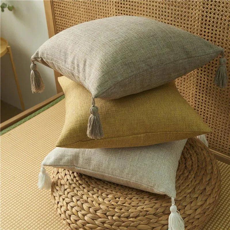 Sayuri – Coussin Simple en Coton-Lin en Couleurs Unies