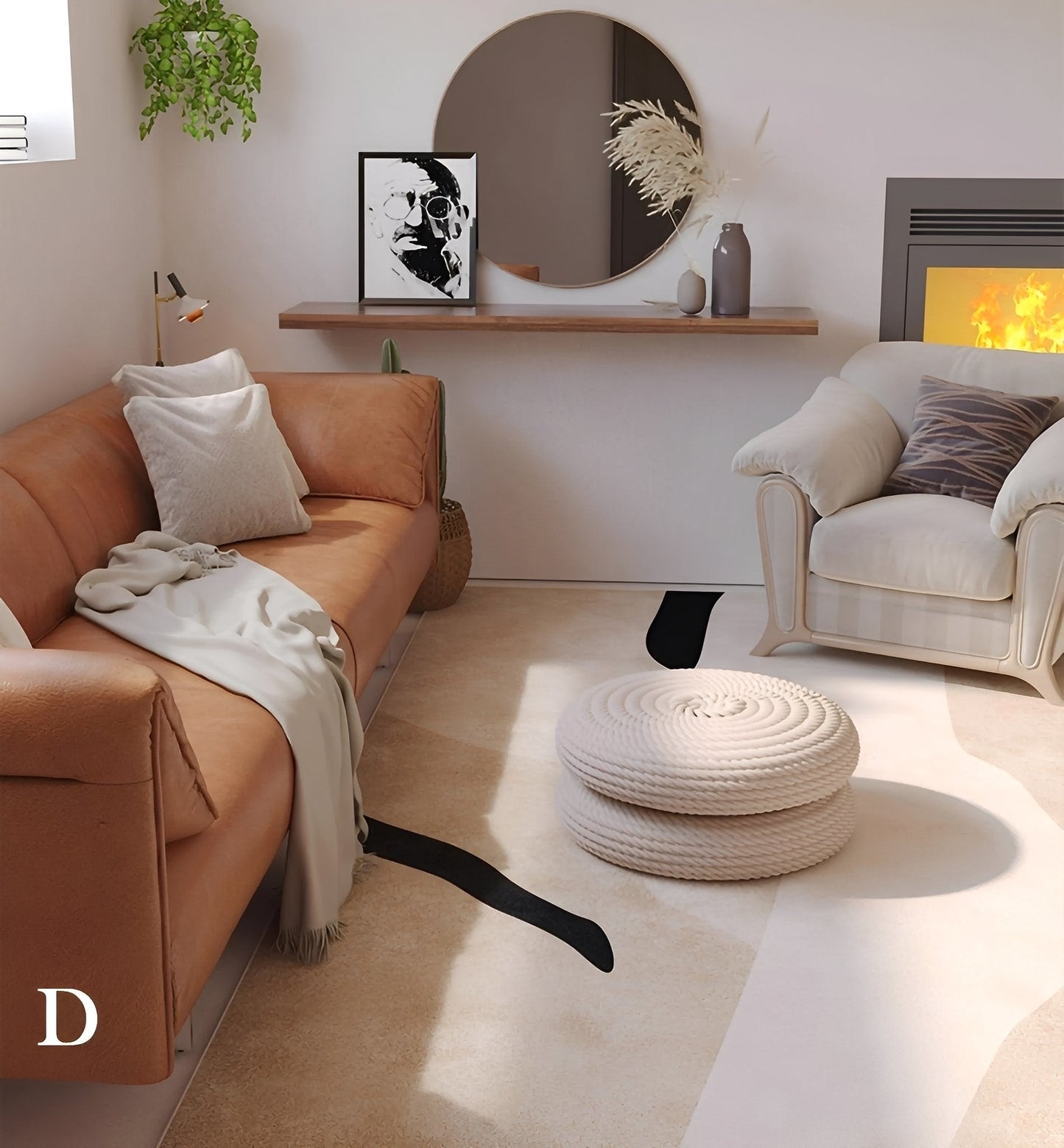 Sana – Tapis en peluche moderne avec rayures