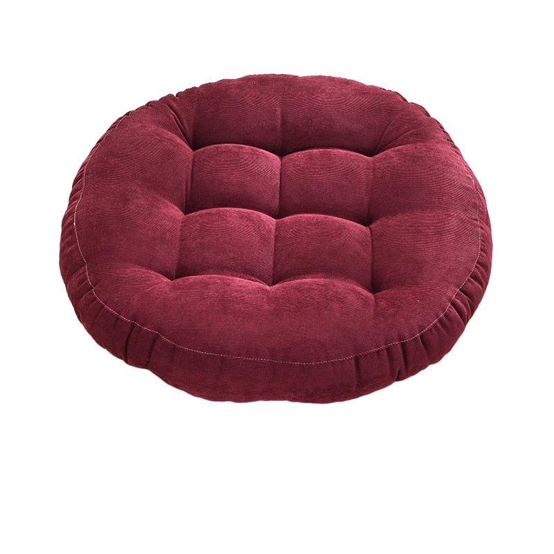 DouxCâlin – Coussin rond en velours côtelé, rembourrage épais