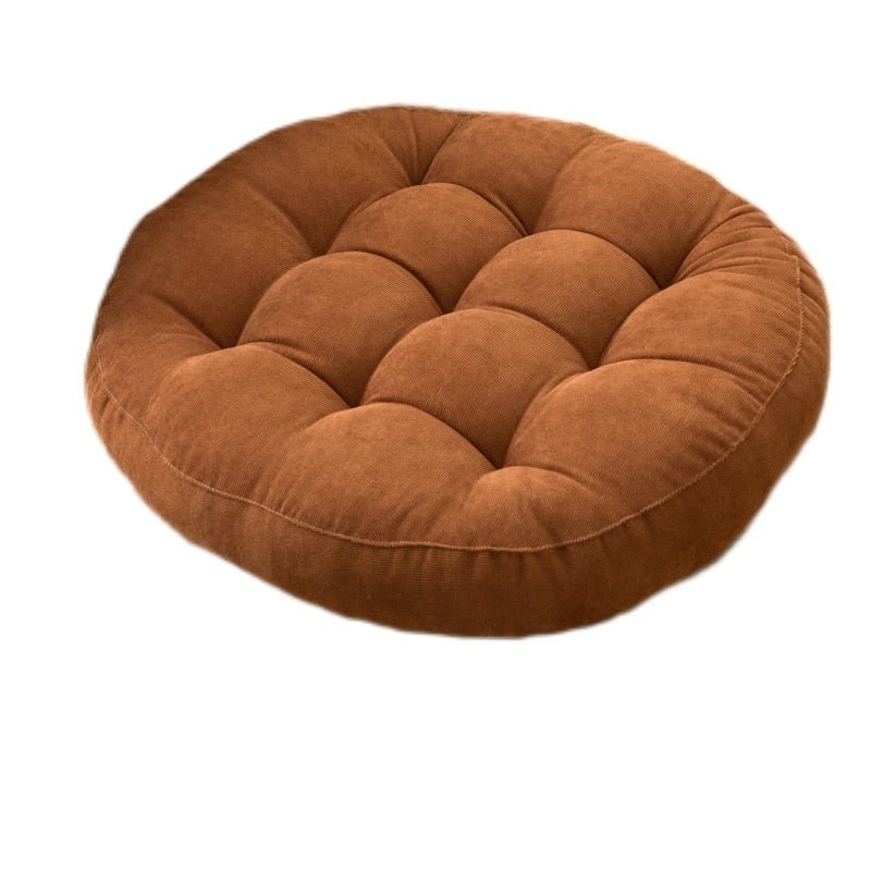 DouxCâlin – Coussin rond en velours côtelé, rembourrage épais