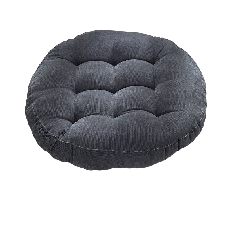 DouxCâlin – Coussin rond en velours côtelé, rembourrage épais