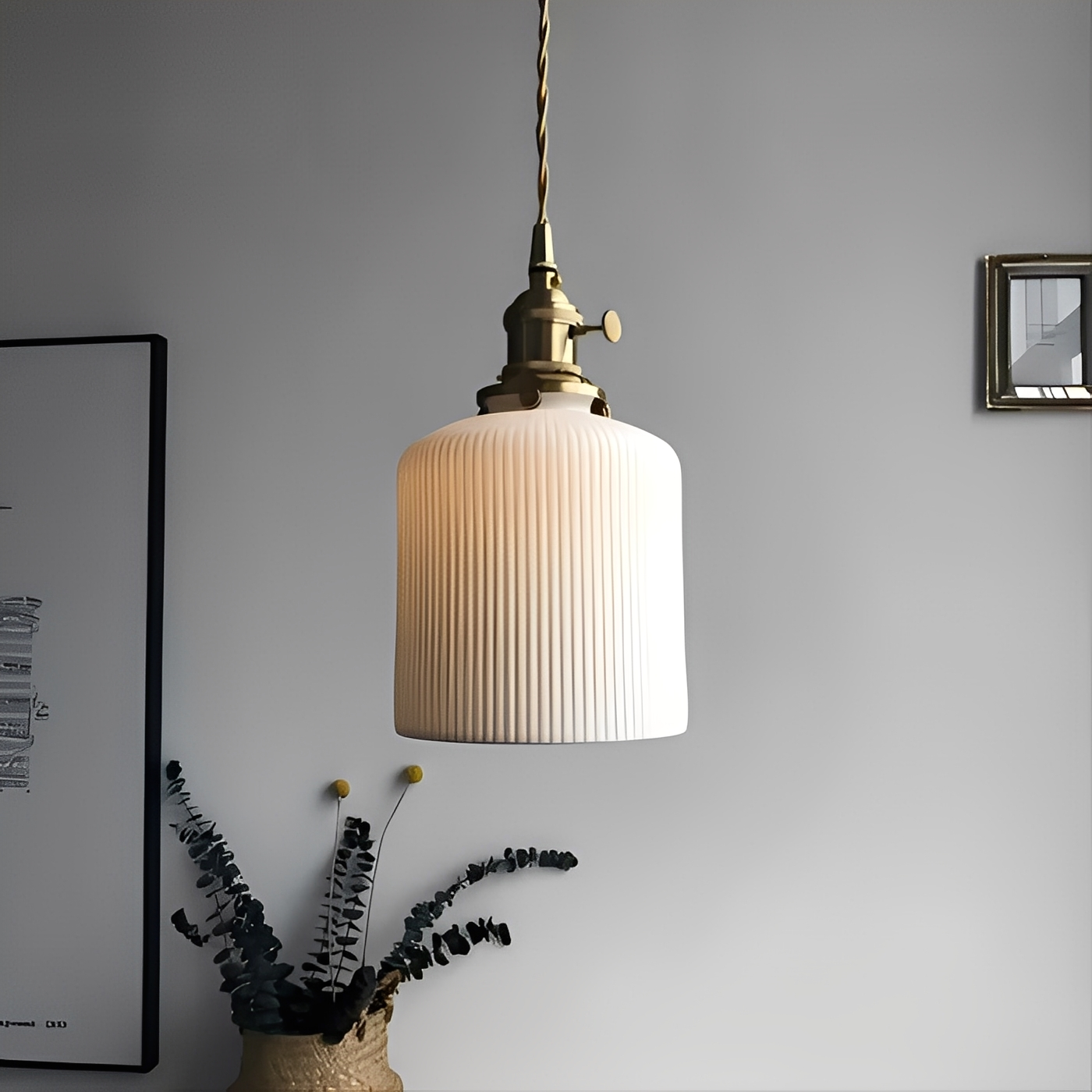 Aveline – Lustre en laiton et céramique