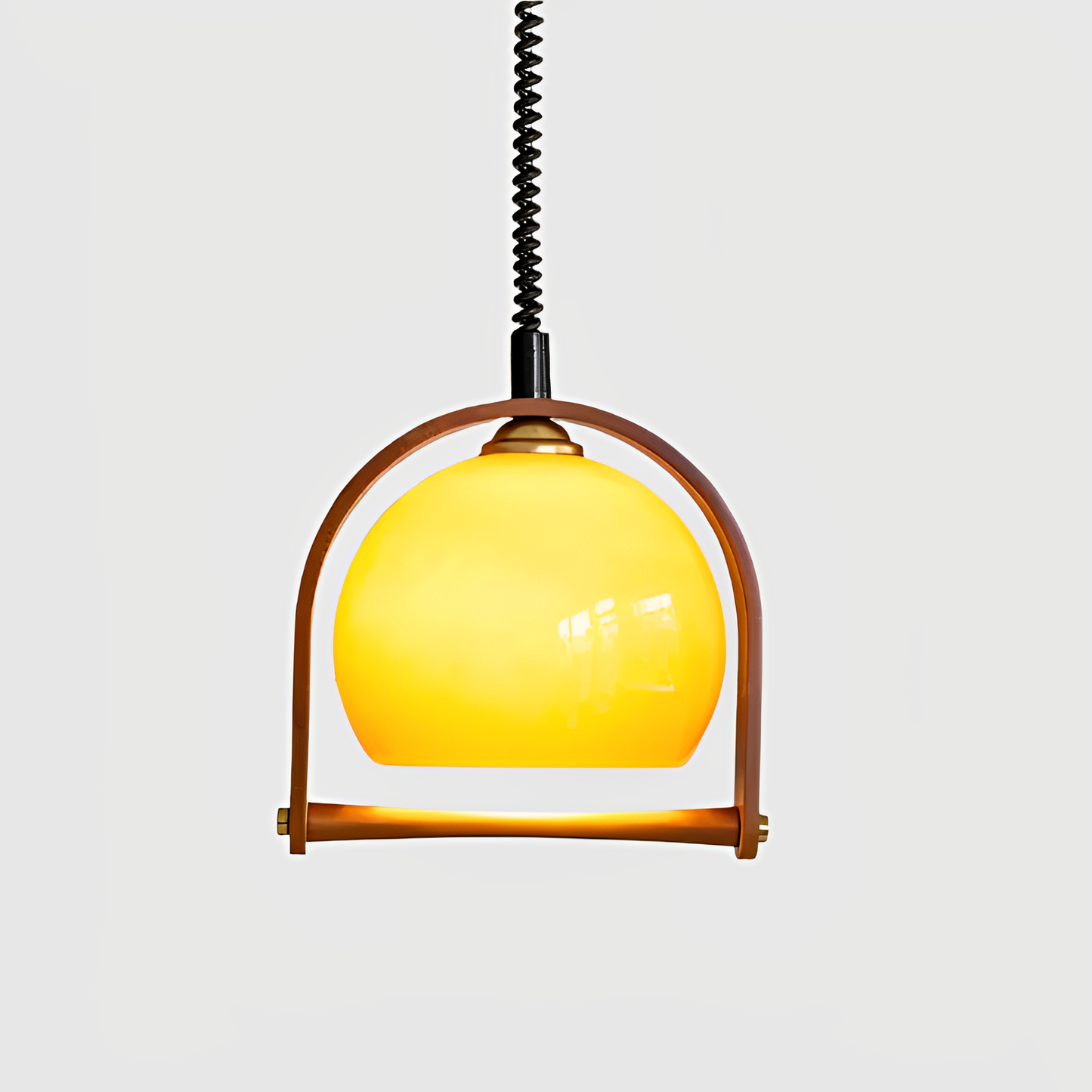 Bauven – Suspension vintage en bois et verre dans le style Bauhaus
