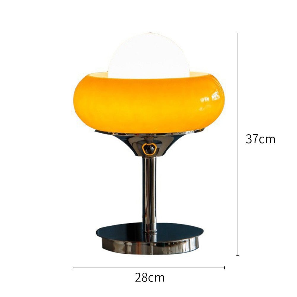 LumiBauhaus – Lampe de table jaune en verre au charme vintage