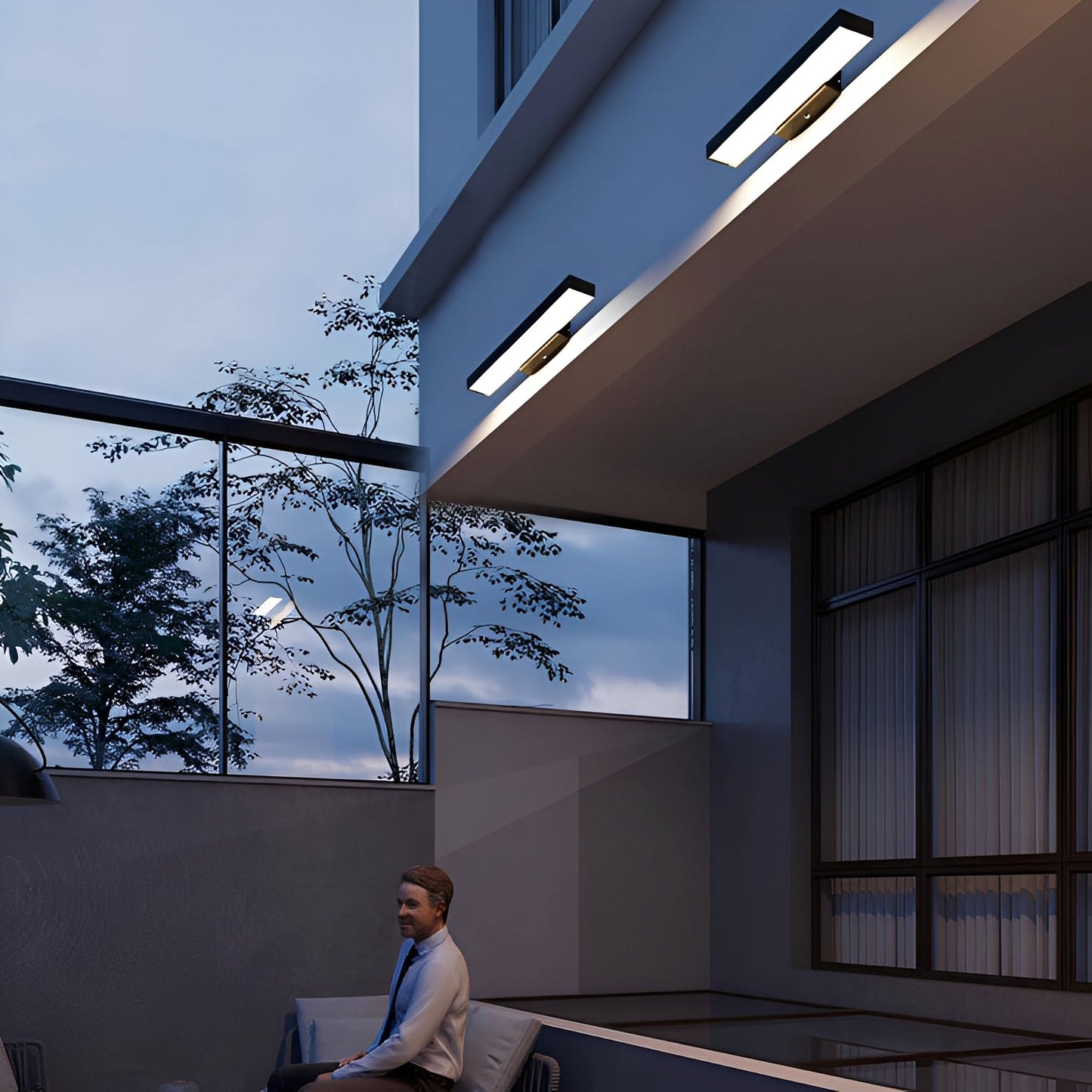 Leona – Moderne Lampe Extérieure en Acier Inoxydable avec Capteur