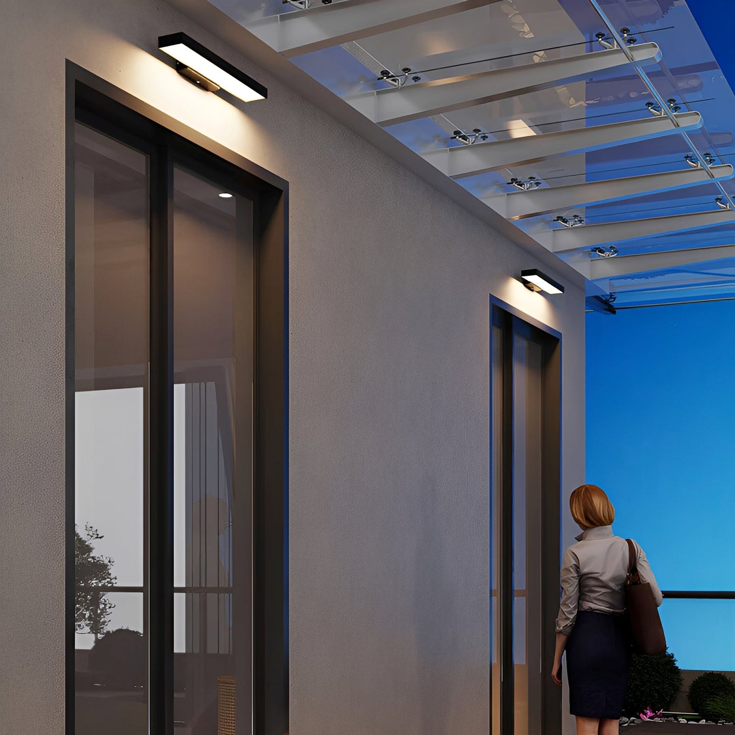 Leona – Moderne Lampe Extérieure en Acier Inoxydable avec Capteur