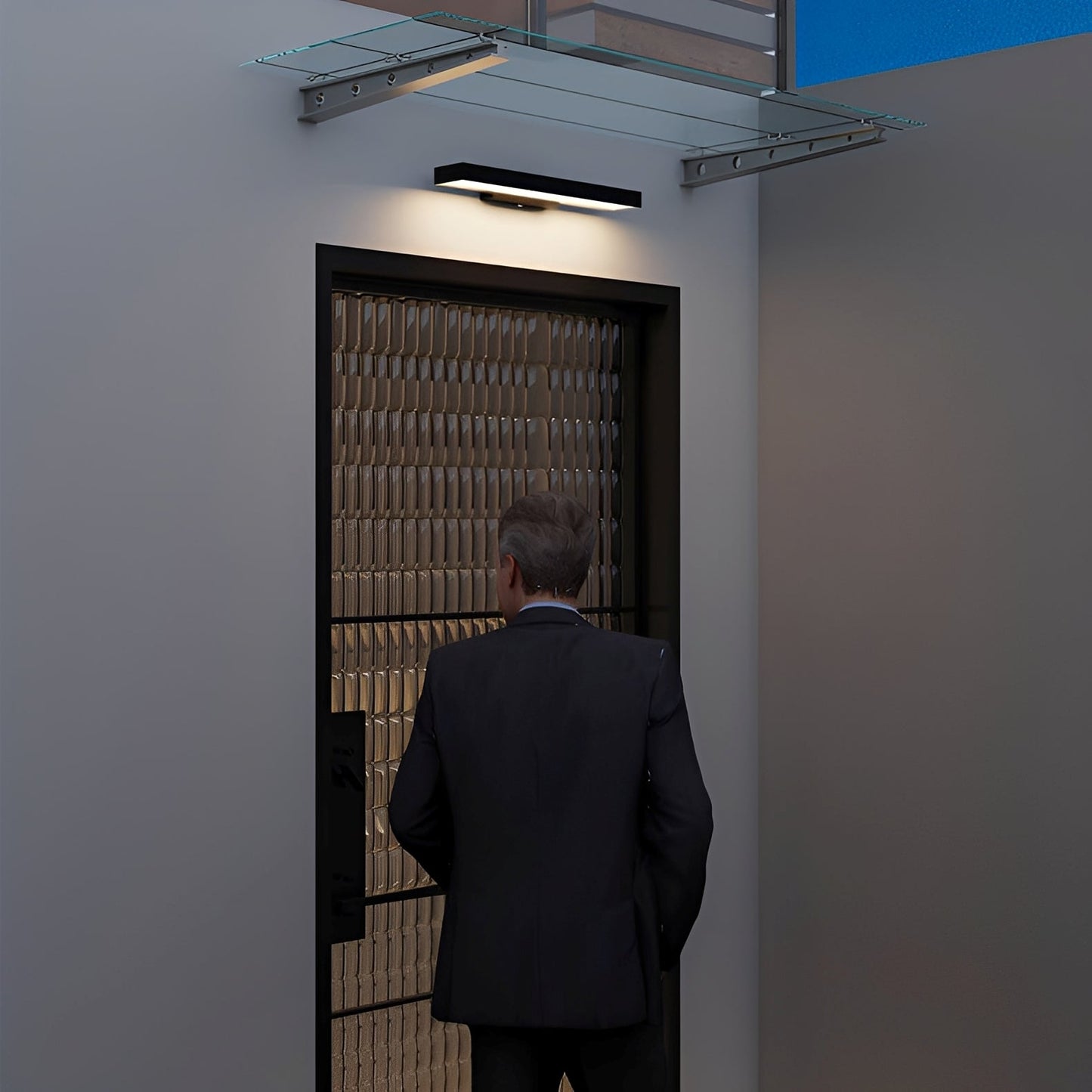 Leona – Moderne Lampe Extérieure en Acier Inoxydable avec Capteur