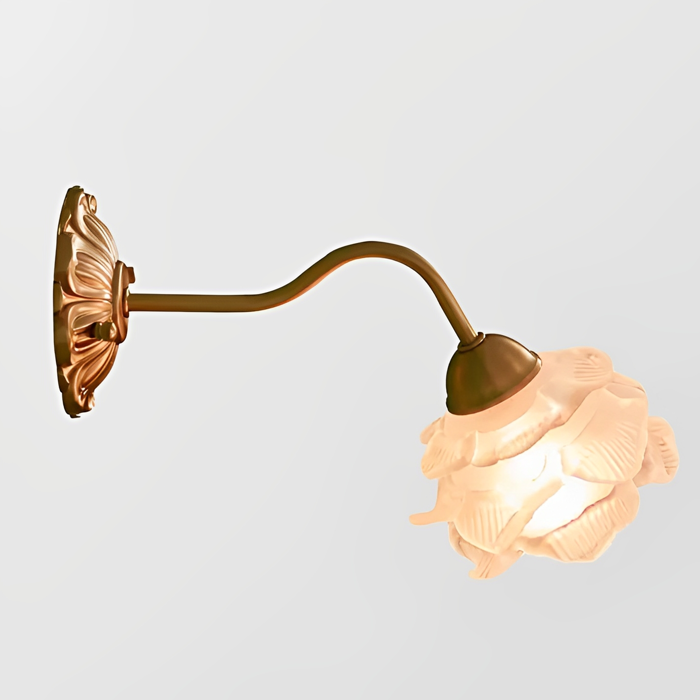 Flora – Applique murale style vintage avec verre fleurs et aspect cuivre