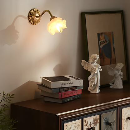 Flora – Applique murale style vintage avec verre fleurs et aspect cuivre