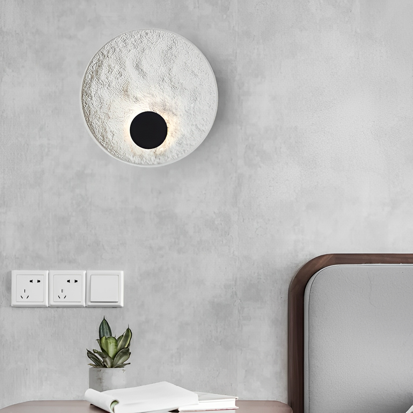 Lunaris – Applique murale ronde avec LED et design globe blanc
