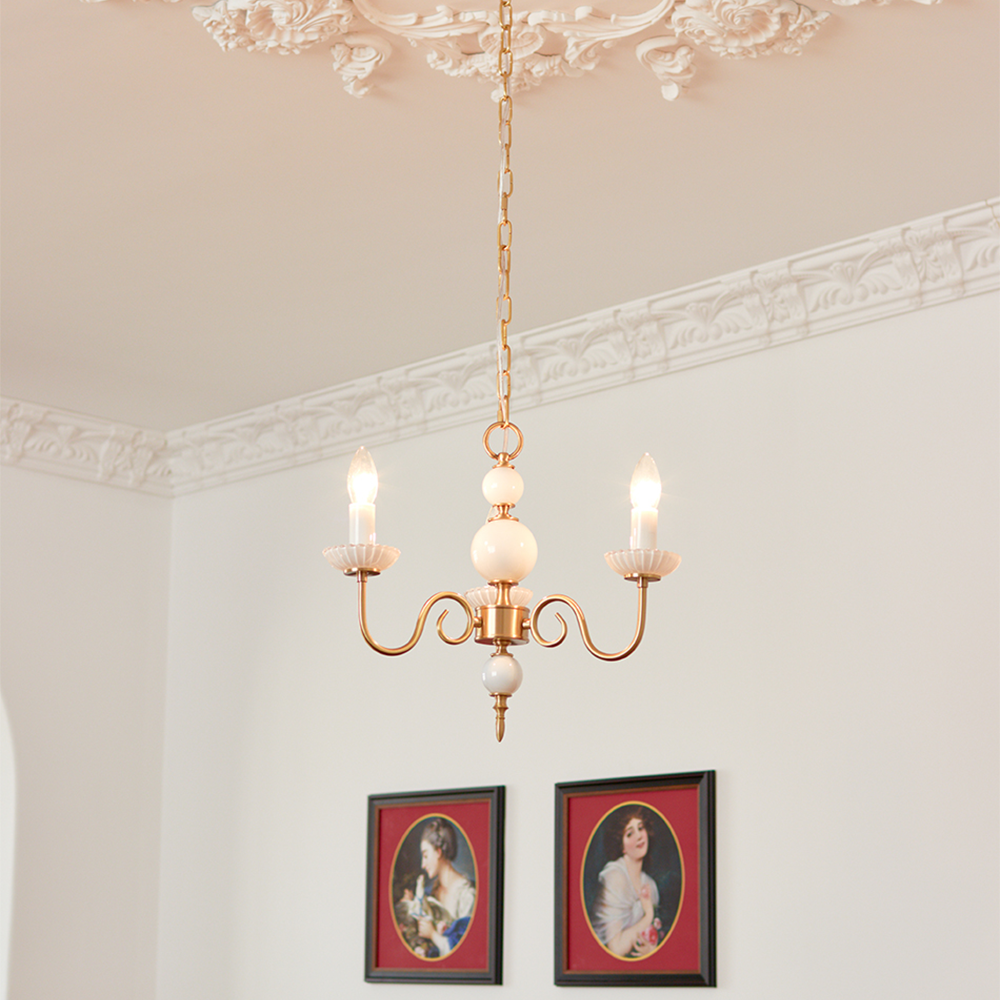 Alaric – Lustre rétro américain en verre crème