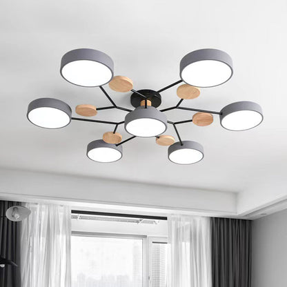 Lina – Lampe de plafond artistique en métal et bois