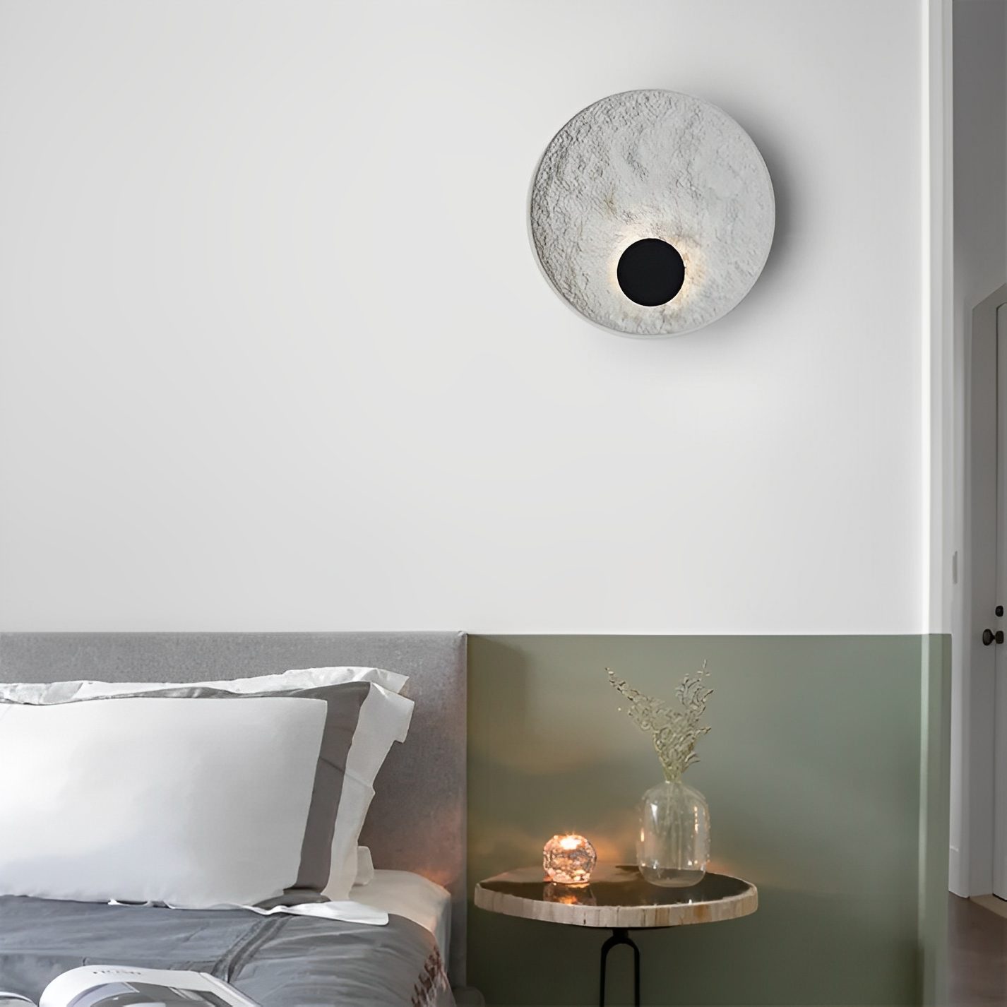 Lunaris – Applique murale ronde avec LED et design globe blanc