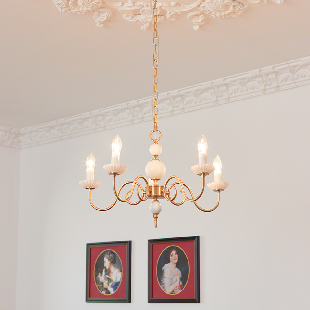 Alaric – Lustre rétro américain en verre crème