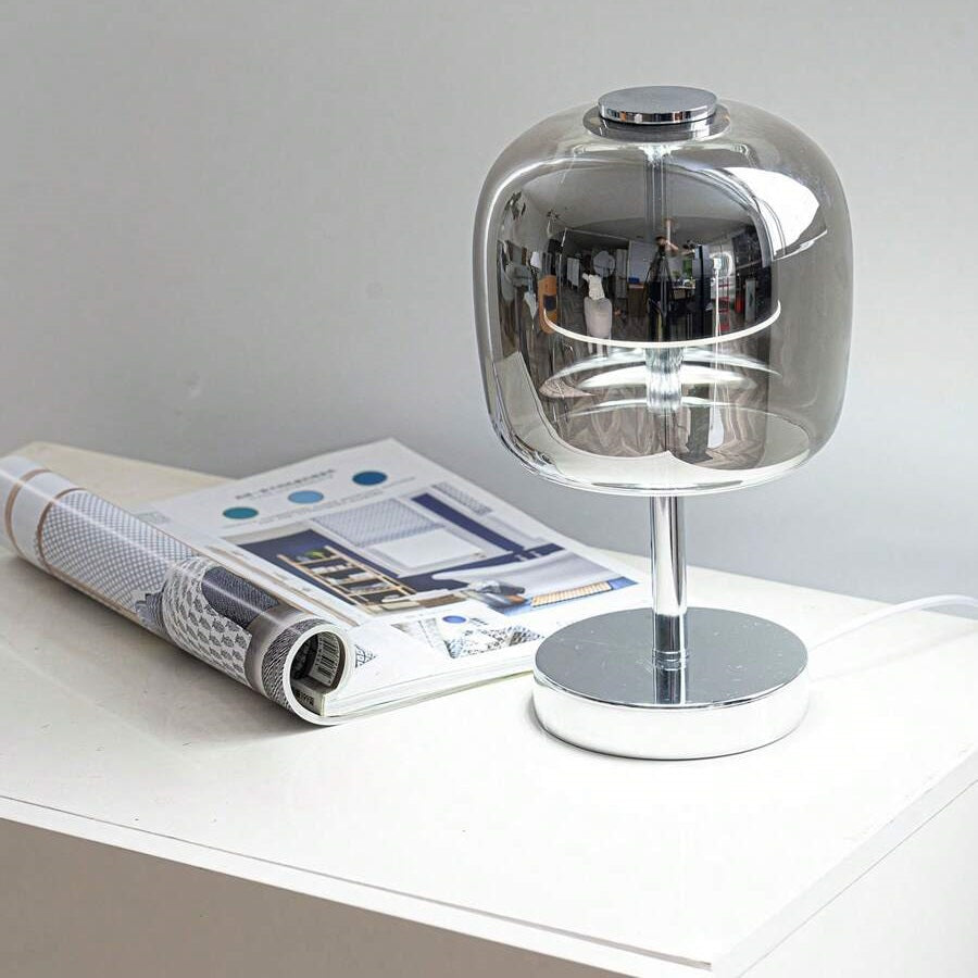 Zayn – Lampe de table en verre élégante avec lumière LED variable et port USB