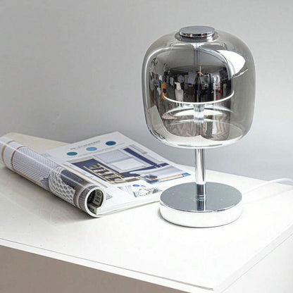 Zayn – Lampe de table en verre élégante avec lumière LED variable et port USB