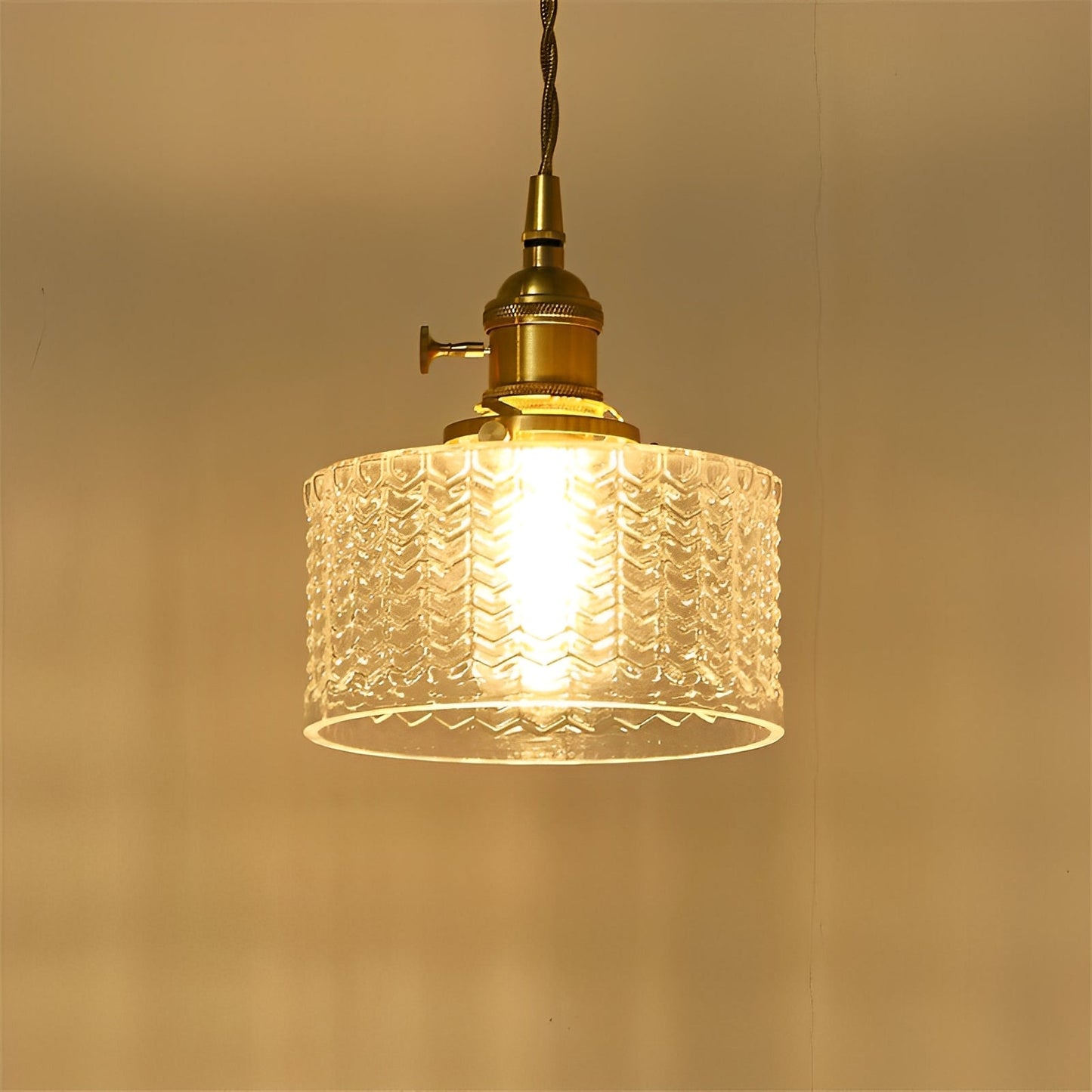 Clara – Suspension rétro avec verre cylindrique & interrupteur rotatif