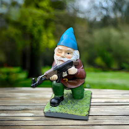 Gunner – Nain de jardin en uniforme de camouflage pour accents extérieurs amusants