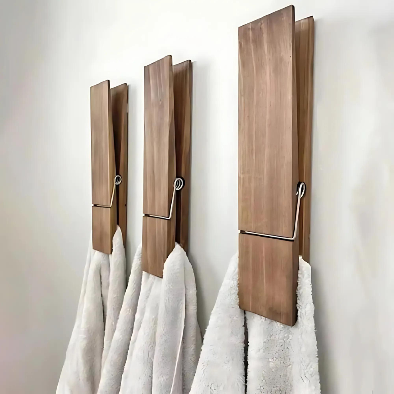 Tommy – Porte-serviettes moderne en bois pour organisation de salle de bain élégante