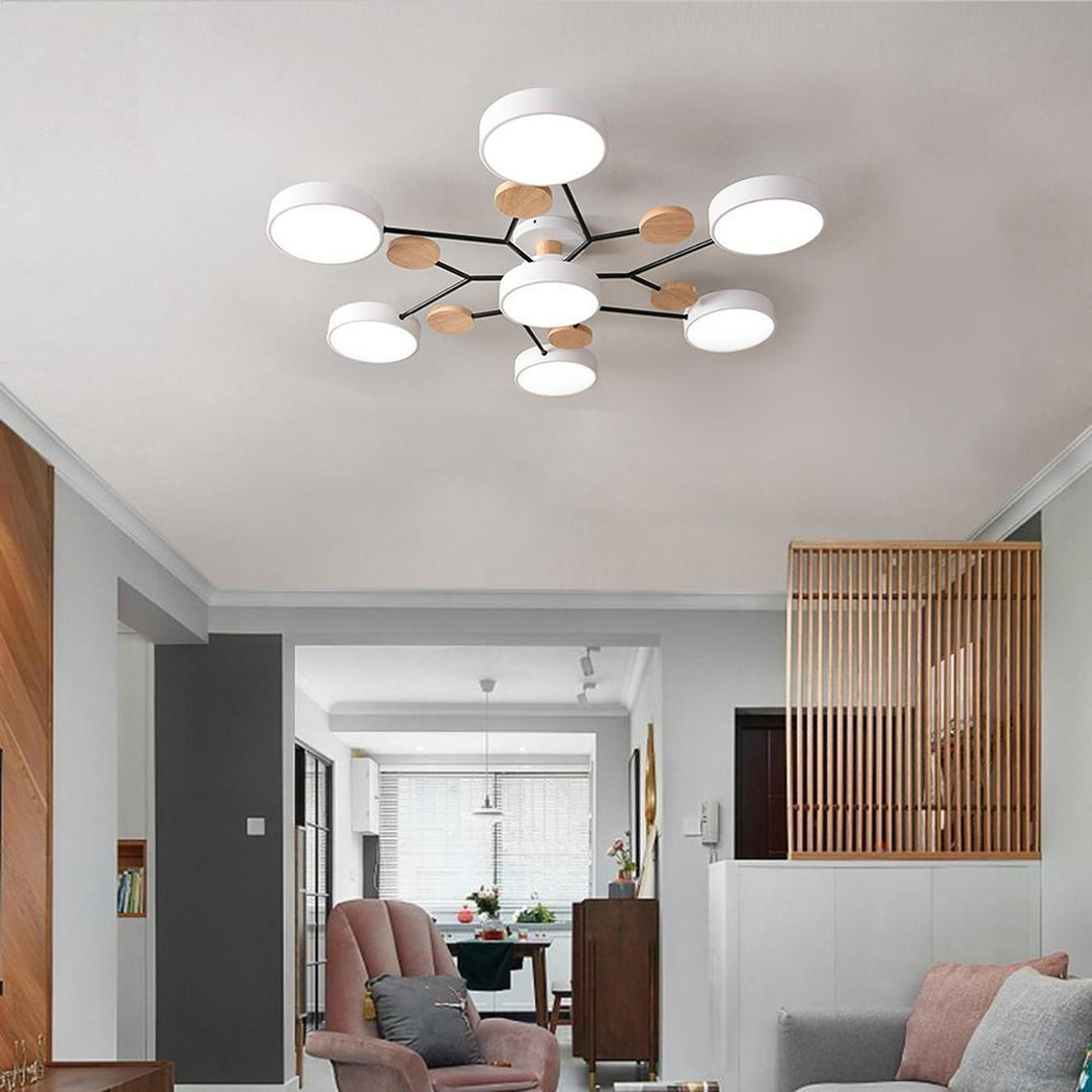 Lina – Lampe de plafond artistique en métal et bois