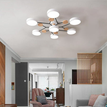 Lina – Lampe de plafond artistique en métal et bois