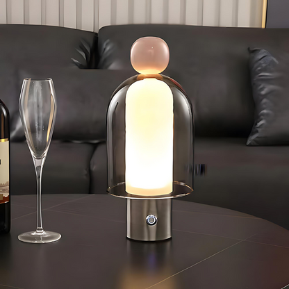 Claria – Lampe de table en verre LED dimmable et rechargeable pour accents déco modernes