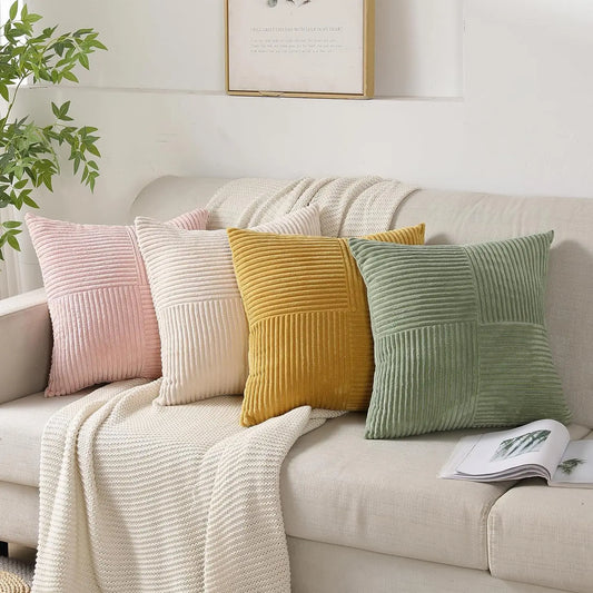 Housse De Coussin Minimaliste En Velours Côtelé Pour Canapé