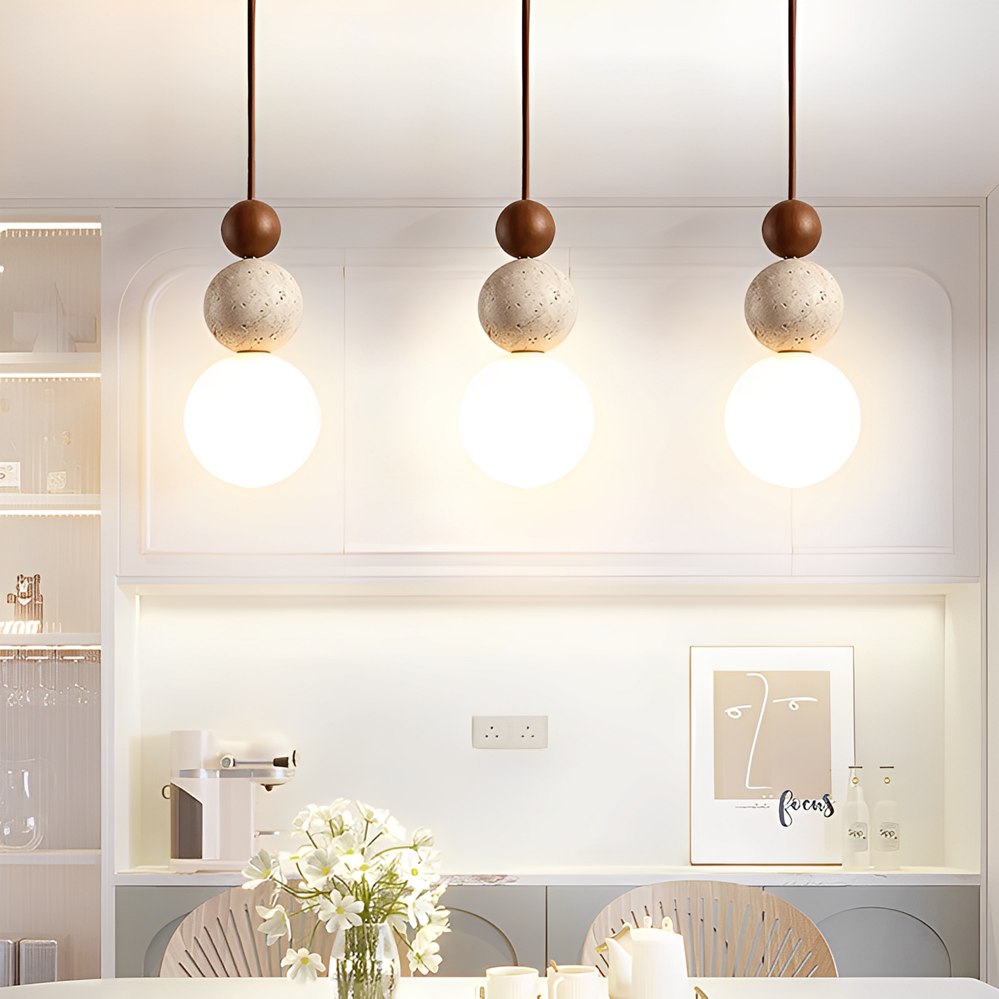 Nilo – Suspension moderne en travertin