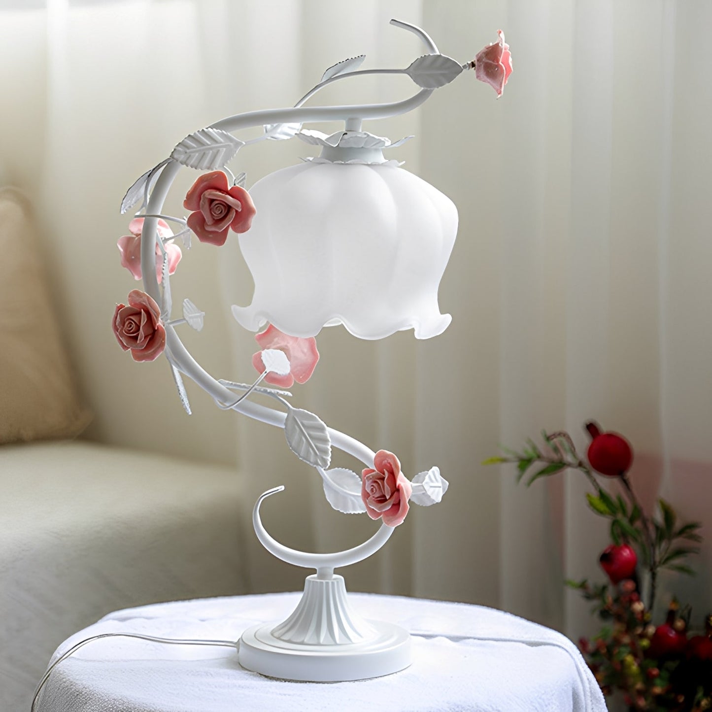 Amélie – Lampe de Table Roses-Fleurs