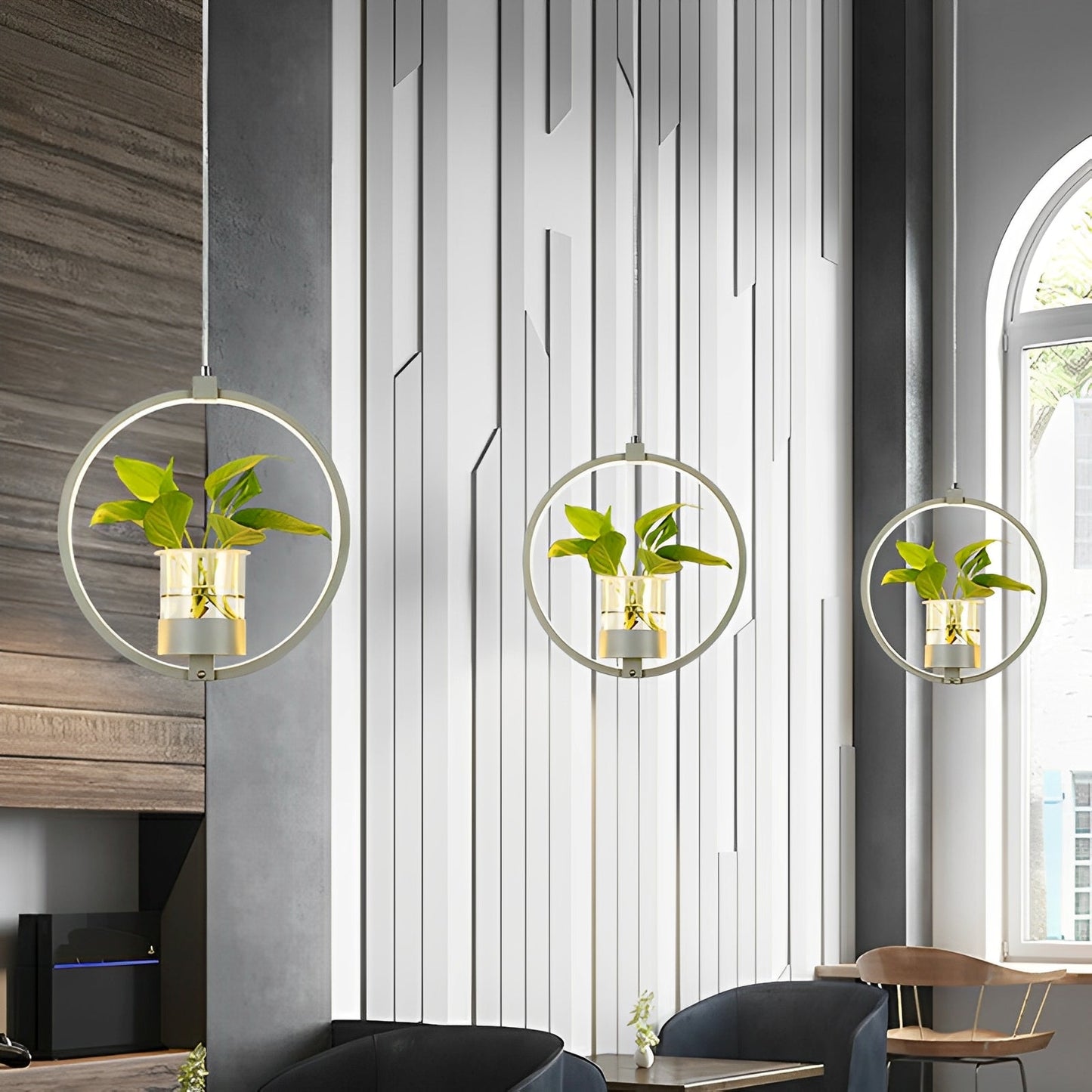 Noemi – Lampe pendante LED ronde avec élément plantes