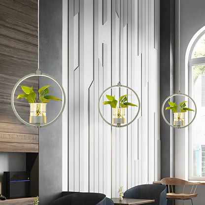 Noemi – Lampe pendante LED ronde avec élément plantes