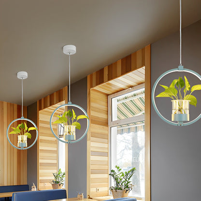 Noemi – Lampe pendante LED ronde avec élément plantes