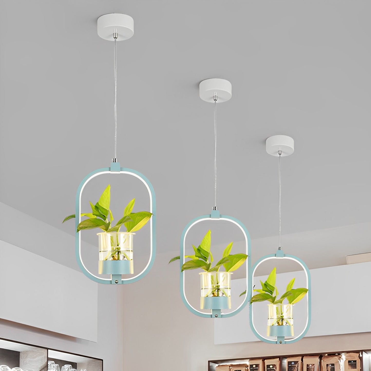 Noemi – Lampe pendante LED ronde avec élément plantes