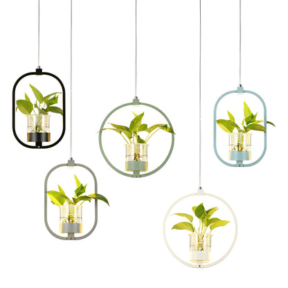 Noemi – Lampe pendante LED ronde avec élément plantes