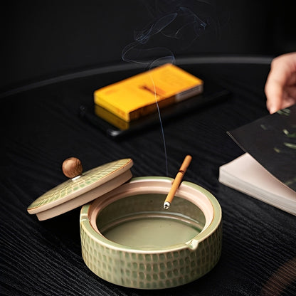 Ming – Cendrier en céramique avec couvercle style chinois