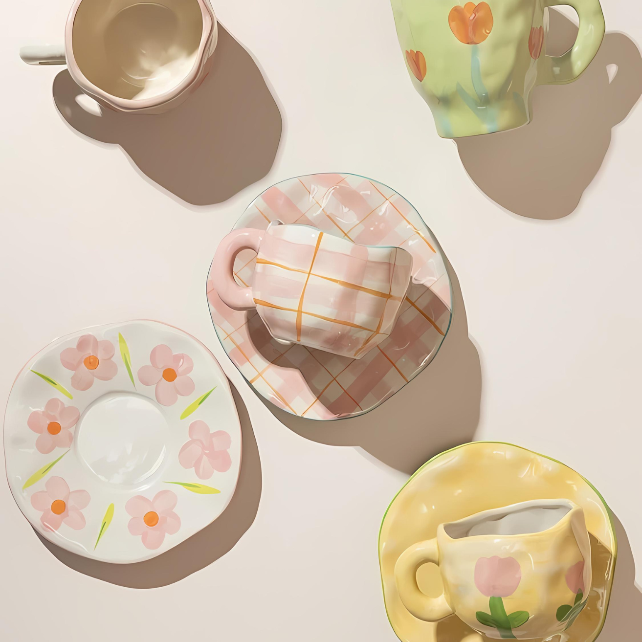 Arielle – Rétro Coeur Main Pincer Tasse à Café