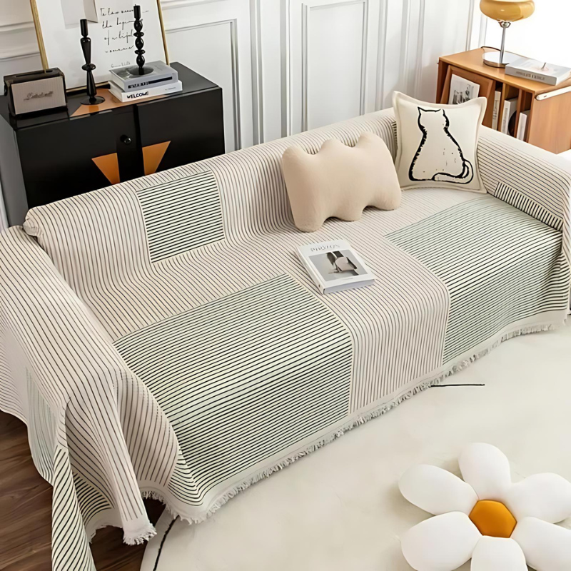 Elodie – Housse de canapé moderne avec bordure à glands pour accents déco élégants