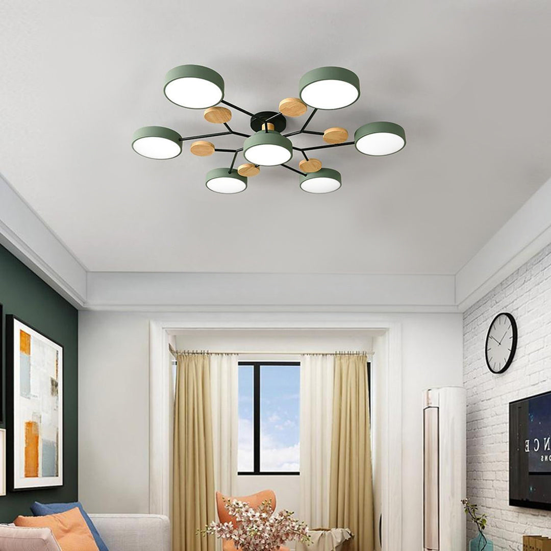 Lina – Lampe de plafond artistique en métal et bois